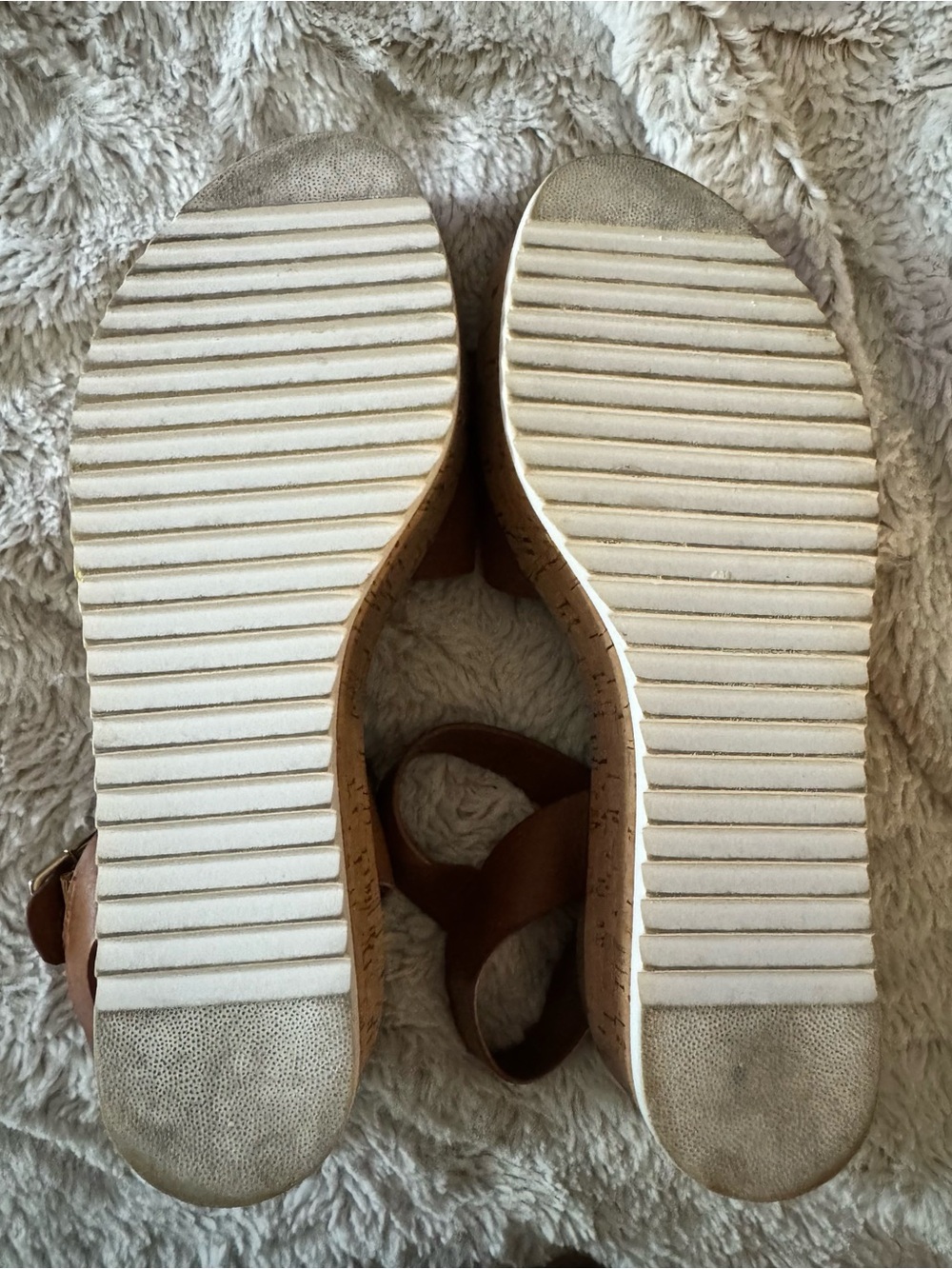 Steve Madden, Corrina Leather Cork Platform Sandals, Cognac, Women’s 10M - Picture 6 of 15